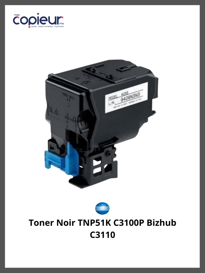 Toner Noir TNP51K C3100P Bizhub C3110 – Image 2