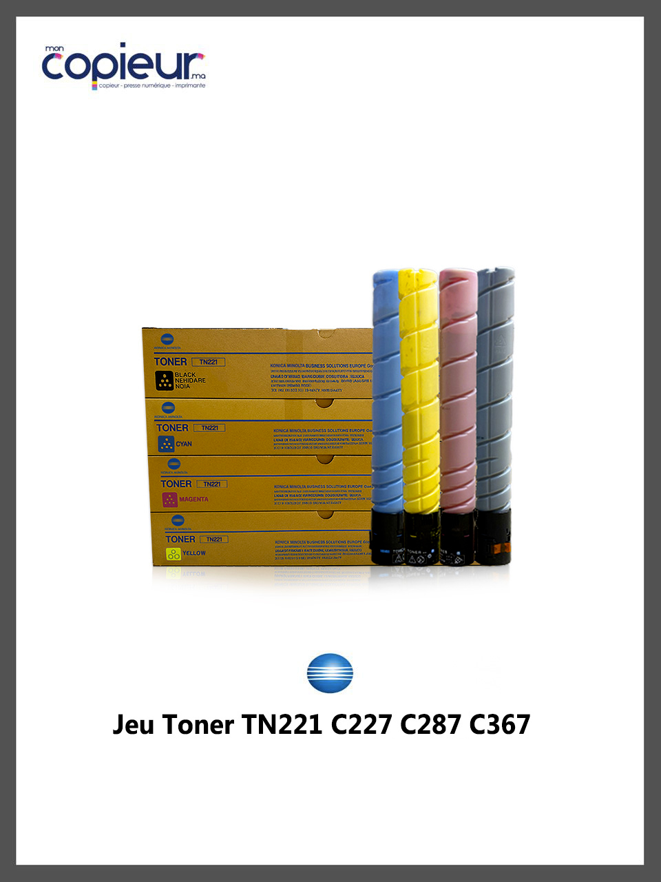 SITE2020TN221.jpg Jeu de Toner TN221 Pour Bizhub C227 C287 – Image 1